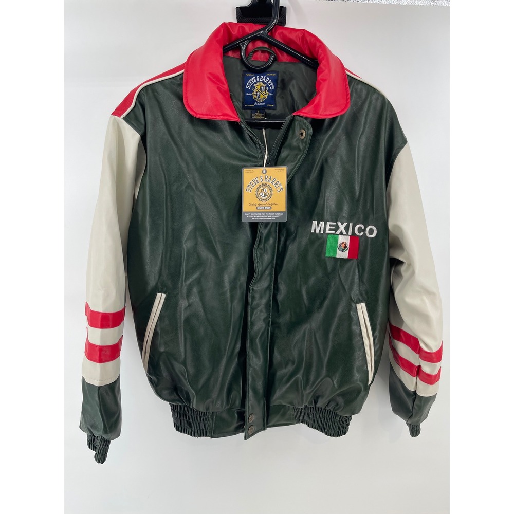 VTG Old Stock Steve& Barrys Mexico Varsity Jacket Mens SmNWT Faux Leather Bomber